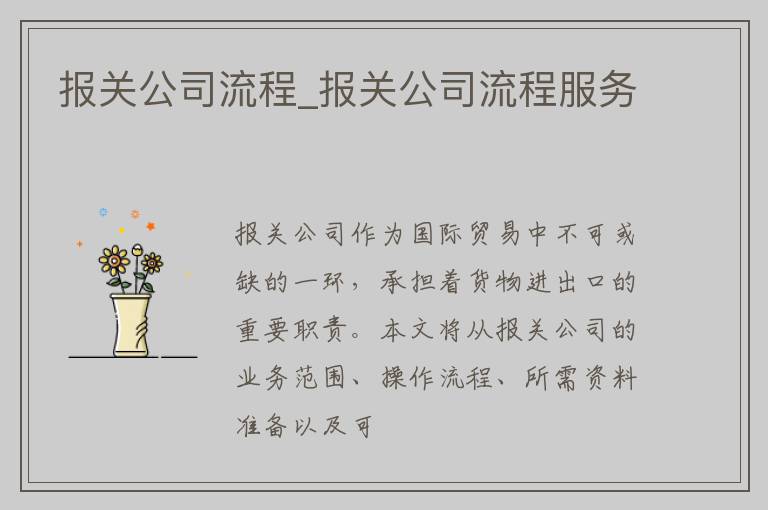 报关公司流程_报关公司流程服务