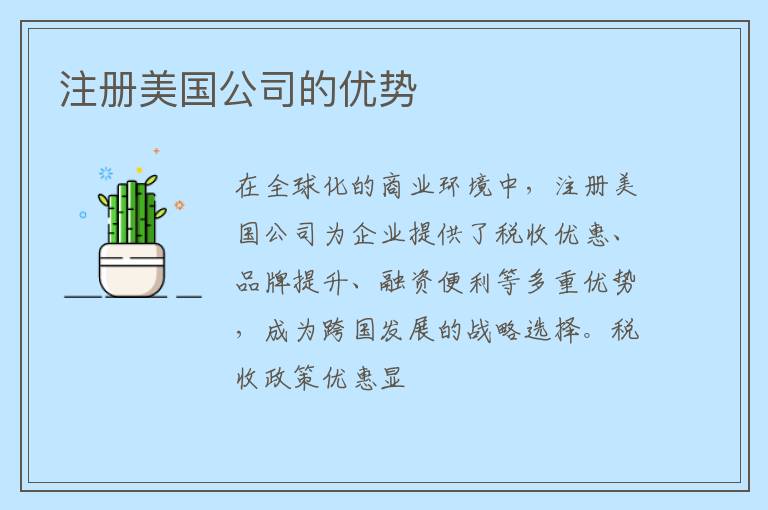 注册美国公司的优势