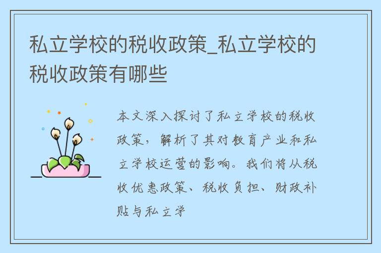 私立学校的税收政策_私立学校的税收政策有哪些