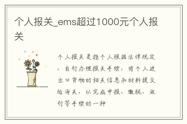个人报关_ems超过1000元个人报关