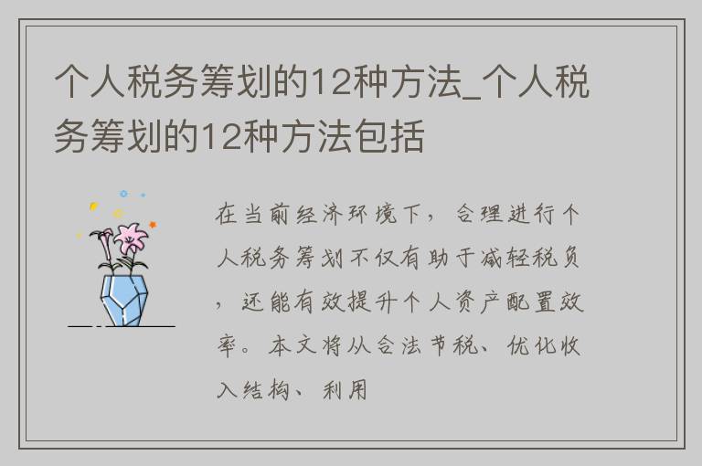 个人税务筹划的12种方法_个人税务筹划的12种方法包括