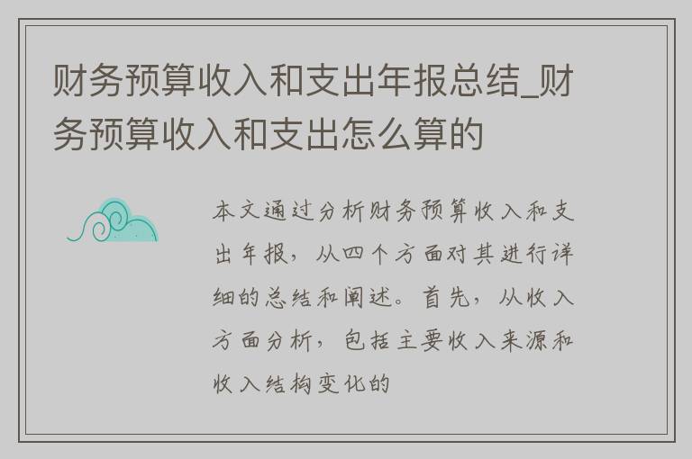 财务预算收入和支出年报总结_财务预算收入和支出怎么算的