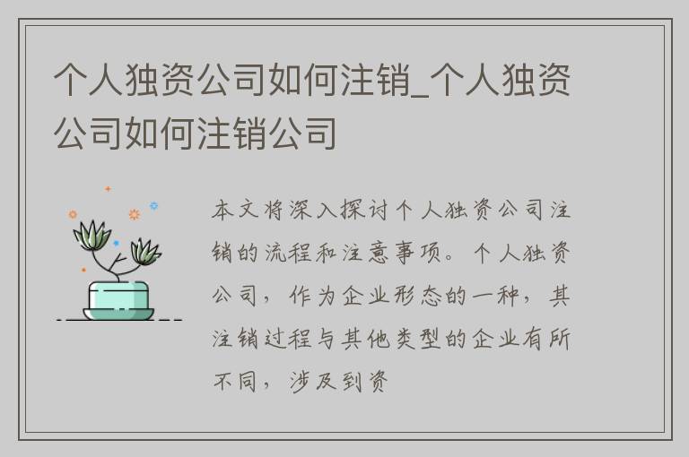 个人独资公司如何注销_个人独资公司如何注销公司